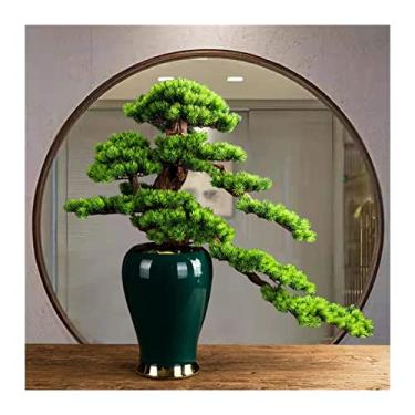 Imagem de Bonsai artificial para uso interno, árvore de bonsai artificial com vaso, plantas falsas, bonsai zen, vaso de pinheiros, árvore de bonsai para casa, escritório, decoração interna, árvore de bonsai