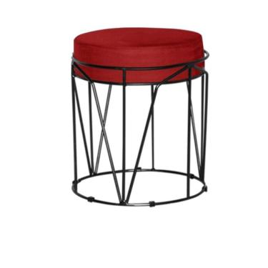 Imagem de Puff Aramado Com Armação Preto Em Tecido Suede Para Sala