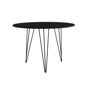 Imagem de Mesa De Jantar Redonda 90Cm Preta Clips 3 Pés Ferro Preto Cor: Preto