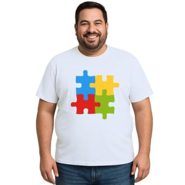Imagem de Camiseta Quebra Cabeça Autista Estampa Personalizada - Use P4, Branco,
