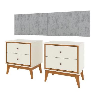 Imagem de Conjunto Quarto Queen Cabeceira Adesiva 1,60 e 2 Mesas de Cabeceira Ar