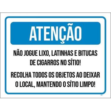 Imagem de Kit 3 Placa Acm Não Jogue Lixo Mantenha Sítio Limpo 18X23 - Sinalizo