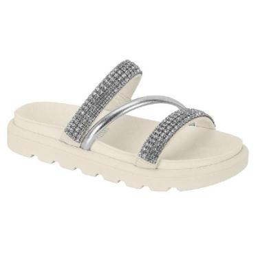 Imagem de Papete vizzano strass ref 6459.133.28506 feminino, 38, Branco, Prata