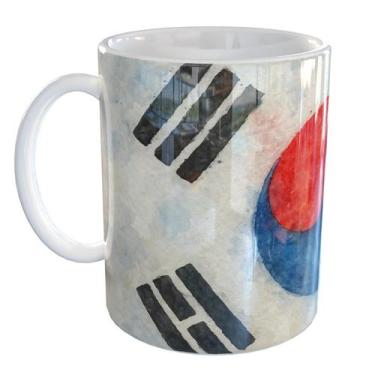 Imagem de Caneca Porcelana Coreia do Sul Bandeira - Pense Canecas, Branco