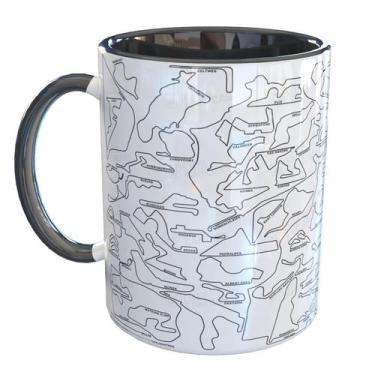 Imagem de Caneca Porcelana Fórmula 1 Circuitos Pistas F1 - Pense Canecas, Preto