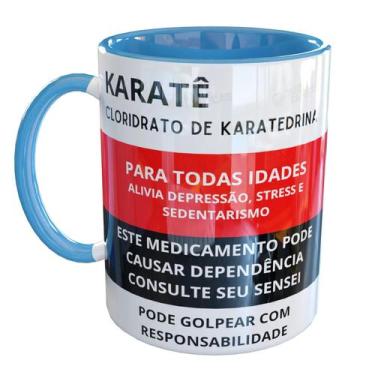 Imagem de Caneca Porcelana Karatê Arte Marcial Divertido - Pense Canecas, Azul C