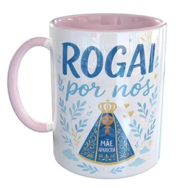 Imagem de Caneca Porcelana Nossa Senhora Aparecida - Pense Canecas, Rosa Claro