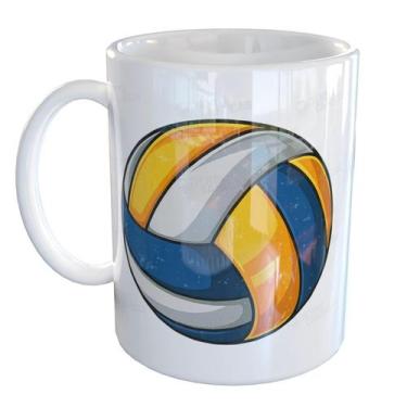 Imagem de Caneca Porcelana Voleibol Bola - Pense Canecas, Branco