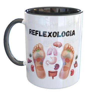 Imagem de Caneca Porcelana Reflexologia - Pense Canecas, Preto