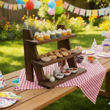 Imagem de Escadinha Porta Doces Salgado Joias Display Expositor Festa Feira Deco