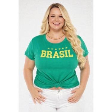 Imagem de T-shirt D Bell Outlet Fashion Plus Size Verde-Feminino