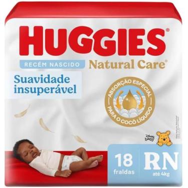 Imagem de Fraldas descartaveis huggies natural care jumbo rn c/18 und