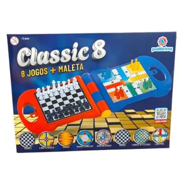 Imagem de Jogos de Tabuleiro Maleta Xadrez Ludo Gamão Dama Ganso Cobras e Escada