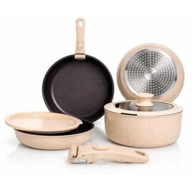Imagem de Conjunto Panelas Cerâmica Indução Forno Cabo Removível 7 Pcs - Kadê