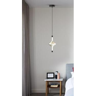Imagem de Lustre Pedente Luminaria 16cm Preto Moderno Branco Quente 8w - LUXOR S