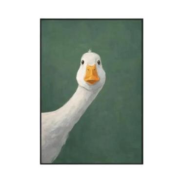 Imagem de Arte De Parede Verde Profundo: Estampa Calmante De Pato Sereno Em Dupl
