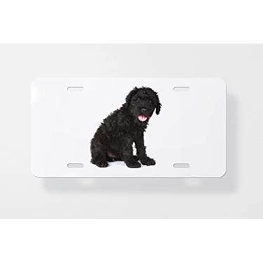 Imagem de Linda capa para placa de carro de terrier russo preto sobre fundo branco – Capa para placa de carro – Capa para placa de carro 15,24 x 30,48 cm