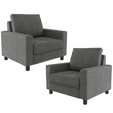 Imagem de Kit 02 Poltronas Decorativas Para Sala De Estar E Recepção Malta L02 Linho Cinza Escuro - Lyam Decor