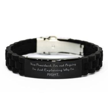 Imagem de SpreadPassion Presentes divertidos vice-presidente, vice-presidente. I'm not discuing. I'm Just, Fancy Black Glidelock Bracelete com fecho para homens e mulheres do time Leader