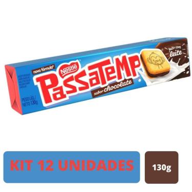 Imagem de Kit 12 Bolacha Passatempo Nestlé Recheado De Chocolate 130G