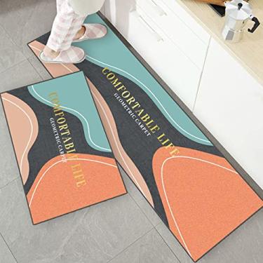 Imagem de Conjunto de tapetes antiderrapantes de cozinha e tapetes de corredor, conjunto de tapete de borracha durável, tapete de chão lavável à máquina 50 x 150 cm