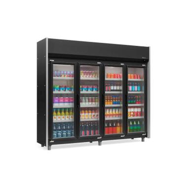 Imagem de Refrigerador Vertical Auto Serviço 1580 litros Aço pintado em preto com Led  Fros Free  GEAS- 4 Portas  PR Gelopar