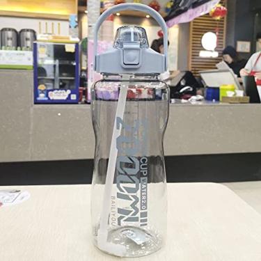 Imagem de 1. 5L/2L Garrafa de água de grande capacidade Viagens ao ar livre A alta temperatura resistente a palha plástica esportes adultos portáteis (Capacity : 1.5L, Color : Blue)