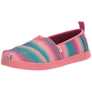 Imagem de TOMS Sapatilhas infantis Alpargata Glitter Slip On Casual - Multi, Brilho dégradé fúcsia escuro, 17