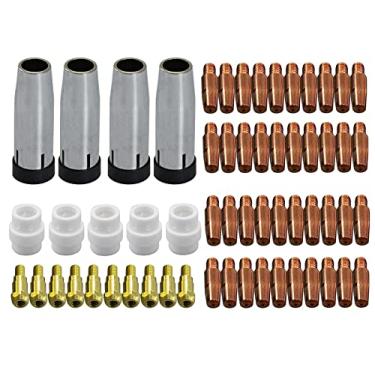 Imagem de RIVERWELD Pontas de contato MIG MAG M6 .101.6 cm 1.0mm 140.0242 & .76.2 cm 0.8mm 140.0051 copos cônicos bocal de gás 145.0080 pontas suporte 142.0003 kit sortido para soldagem 24KD MB24 Co² Lanterna