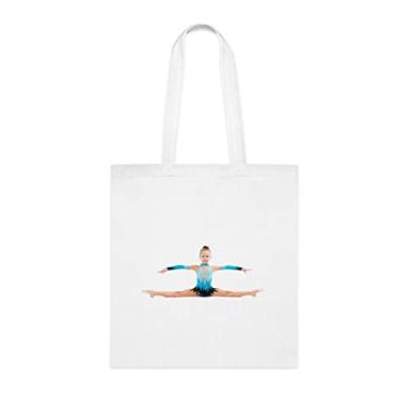 Imagem de Sacola de figuras de ginástica, presente de figuras de ginástica, bolsa de ombro de figuras de ginástica, sacolas reutilizáveis de figuras de ginástica, ideia de de Natal, Branco