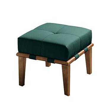Imagem de Puff Decorativo 45cm Martínez Veludo Pés Madeira Verde/Mel G62 - Gran Belo
