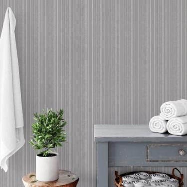 Imagem de Papel de Parede Texturizado Adesivo Lavável Listrado Metálico