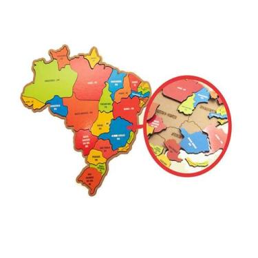 Imagem de Quebra-Cabeça Brasil Mapa Regiões G Brinquedo Educativo Mdf - Maninho