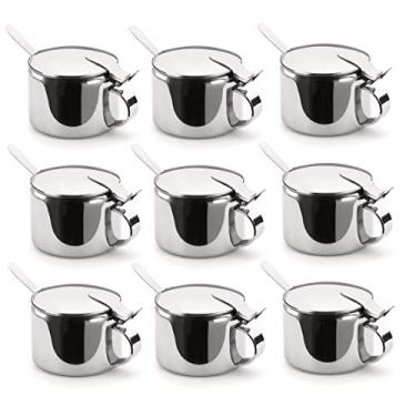 Imagem de Açucareiro Aço Inox Com Colher 250 G (9 Peças)