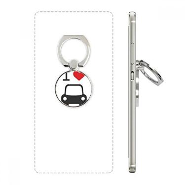 Imagem de Suporte de anel de telefone com estampa de coração vermelho I Love para carro com laço ajustável