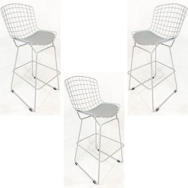 Imagem de Kit 3 Banquetas BERTÓIA cinza claro altura 70cm - Poltronas do Sul