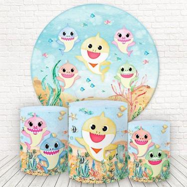 Imagem de Painel Redondo E Capas 3D Sublimado Baby Shark Fkpc-499