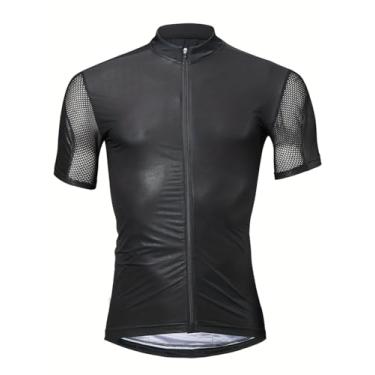 Imagem de Camiseta masculina Downhill Jersey Mountain Bike Ciclismo Proteção Solar Corrida Zíper Completo Secagem Rápida com 3 Bolsos Traseiros, 0052, P