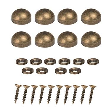 Imagem de 8 peças de tampas decorativas, pregos de cobre, parafusos espelhados, suporte de sinal, pregos, fixadores, ferragens vintage bronze para espelhos, mesas de chá, guarda-roupas ou móveis de vidro (9 mm)
