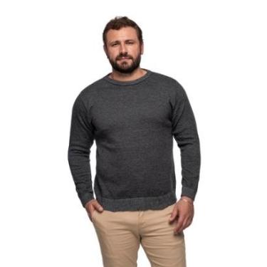 Imagem de Suéter Masculino Tricô Lã Mescla Gola Redonda Barcelona 72063-Masculino