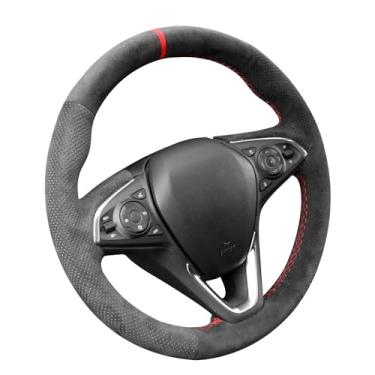 Imagem de Alfanxi Costura à mão Itália Alcantara Capa para volante de carro para Buick Envision Premium I/Envision Premium II (Alcantara preto com pontos + listras vermelhas)