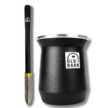 Imagem de Kit Tereré Old Barn 1 Cuia De Alumínio Parede Dupla 300ml 1 Bomba De Mola Cônica - Preto