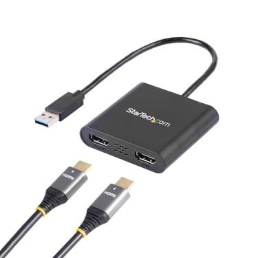 Imagem de StarTech.com Adaptador USB 3.0 para HDMI duplo – 1 x 4K 30Hz e 1 x 1080p – Placa externa de vídeo e vídeo – Adaptador de monitor duplo USB Tipo-A para HDMI – Suporta apenas Windows – Preto (USB32HD2)
