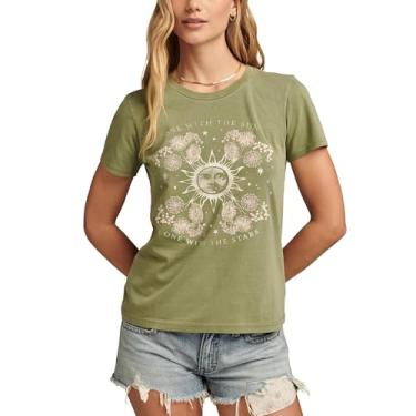 Imagem de Lucky Brand Camiseta feminina clássica One with The Stars, Olivine, GG