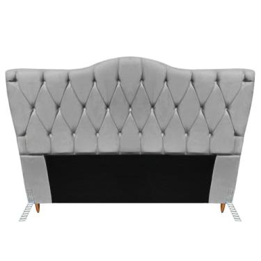 Imagem de Cabeceira Queen Size Casal Cama Box Quarto Barcelona 1,6m (Suede cinza claro)