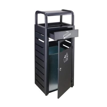 Imagem de Lixeira de aço inoxidável para exterior, lata de lixo ao ar livre com cinzeiro e barril interno, elevador do saguão do hotel, lata de lixo vertical para escritório comercial