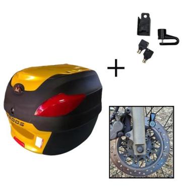 Imagem de Baú Bauleto 41l Awa + Cadeado Trava Disco Moto Antifurto, Dourado