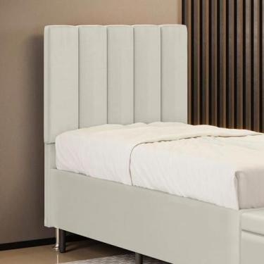 Imagem de Cabeceira Nashira 90 para Cama de Solteiro Couro Aradecor, Bege, 90X10