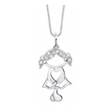 Imagem de Kit Corrente Pingente Menina Girl 45cm Florenzza Prata 950 - Florenzza
