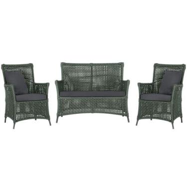 Imagem de Jogo Sofá e 2 Poltronas de Área Igapó Alumínio Pintura Preta Corda Náu